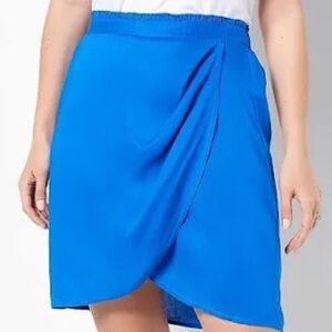 Candace Cameron Bure‎ Faux Wrap Tulip Hem Skirt — Cobalt Blue — Size LP — NWT